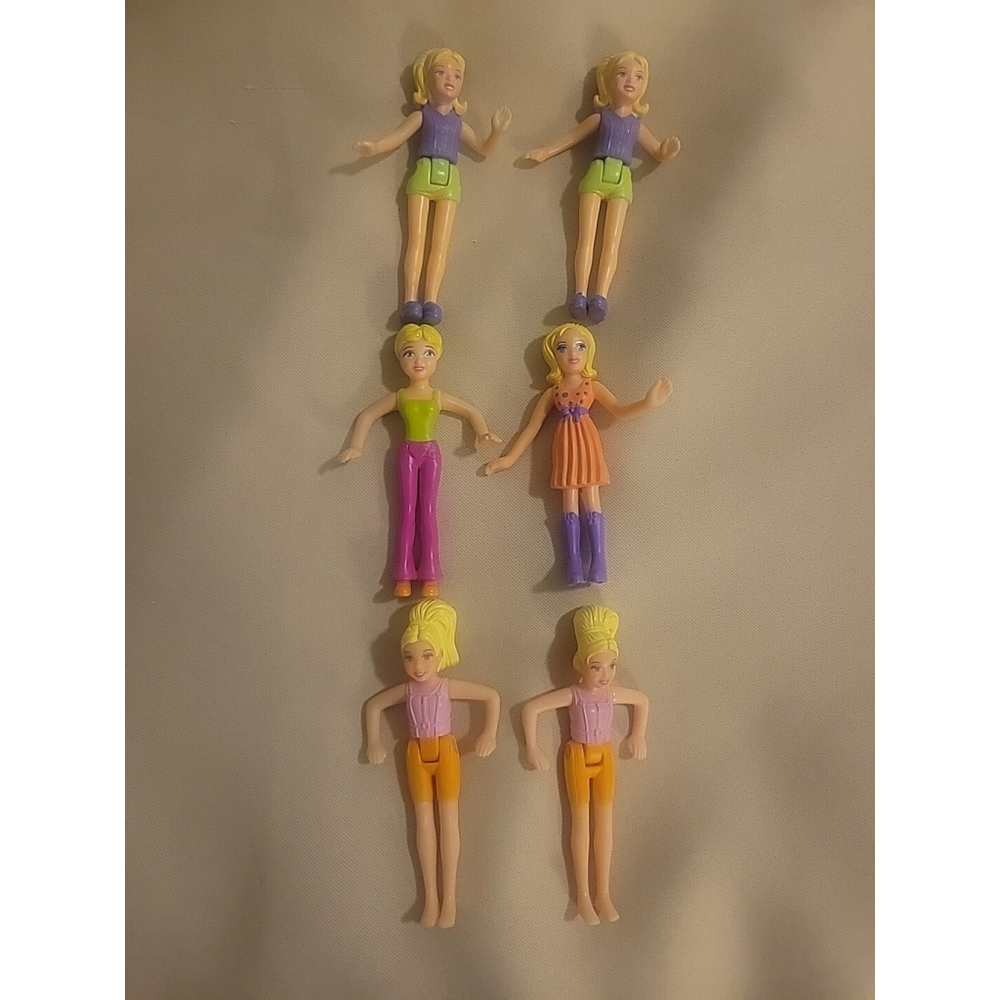 2005 Polly Pocket 4" McDonald's Happy Meal Toy Dolls Bundle Lot of 6 Bendable